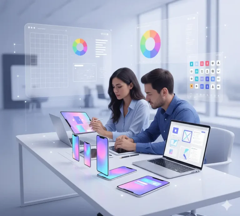 Web development company in UK providing professional mobile app design with UI and UX services at MGNIT